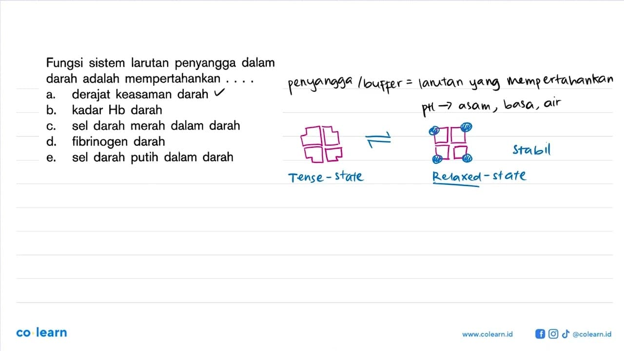 Fungsi sistem larutan penyangga dalam darah adalah