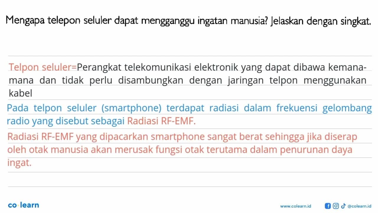 Mengapa telepon seluler dapat mengganggu ingatan manusia?