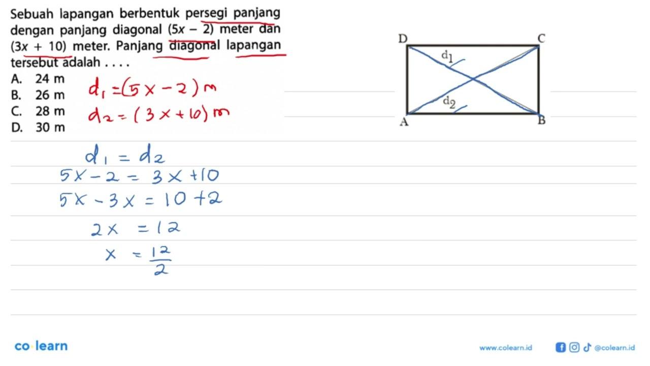 Sebuah lapangan berbentuk persegi panjang dengan panjang