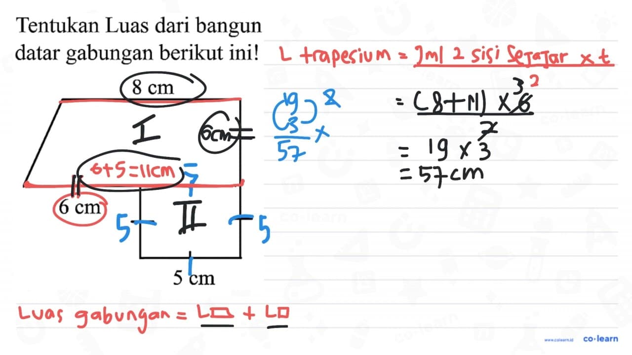 Tentukan Luas dari bangun datar gabungan berikut ini! 8 cm