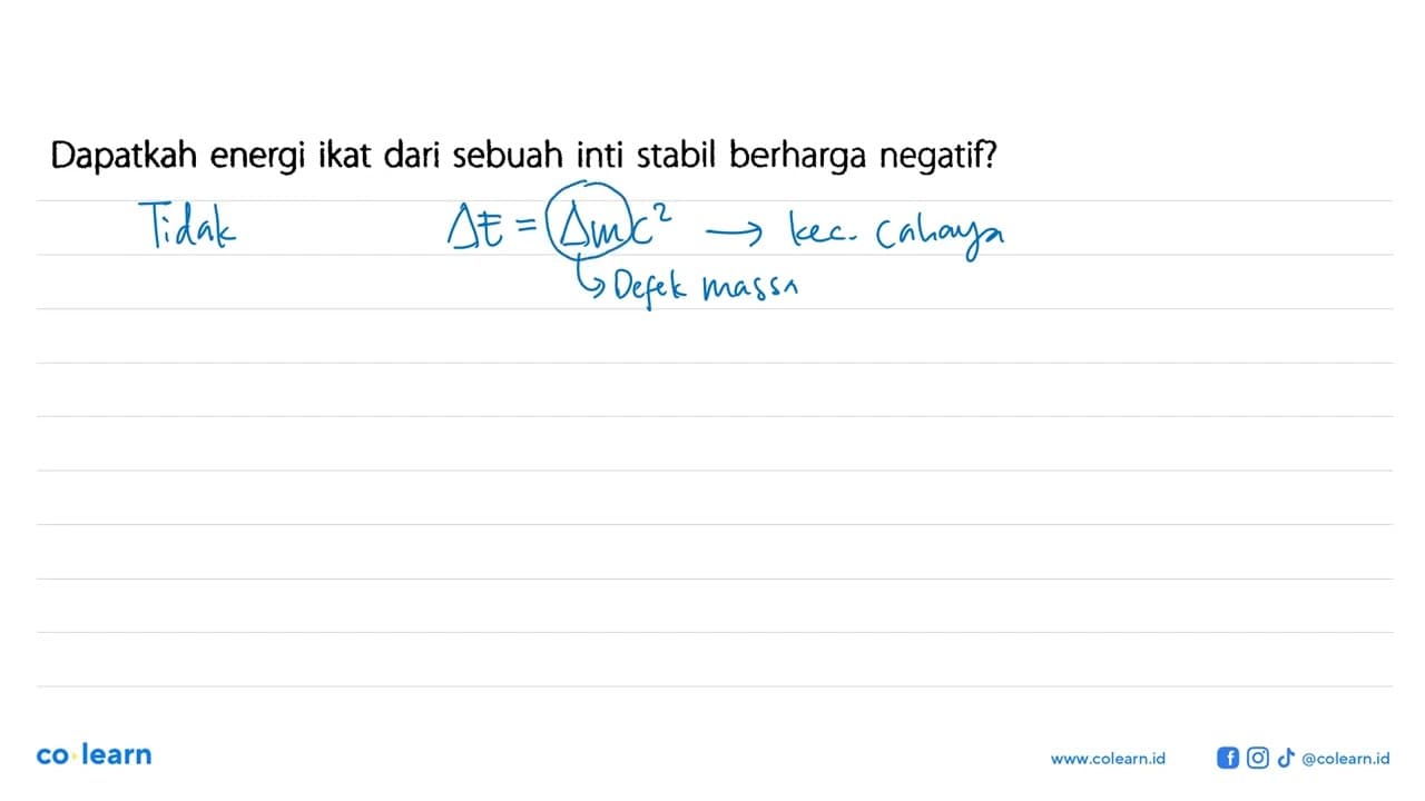 Dapatkah energi ikat dari sebuah inti stabil berharga
