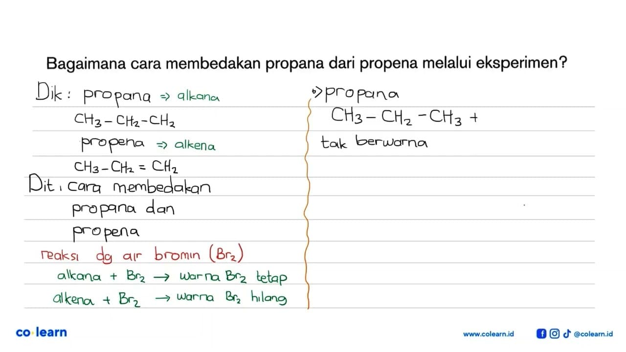 Bagaimana cara membedakan propana dari propena melalui