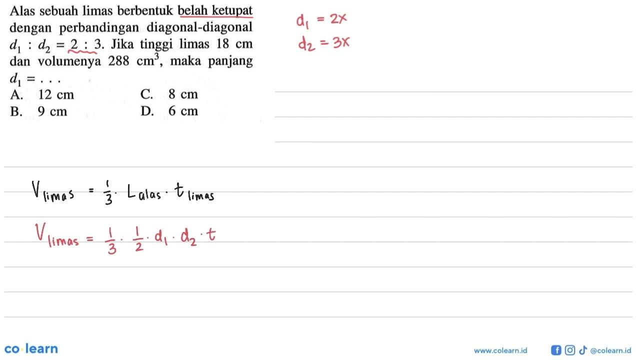 Alas sebuah limas berbentuk belah ketupat dengan