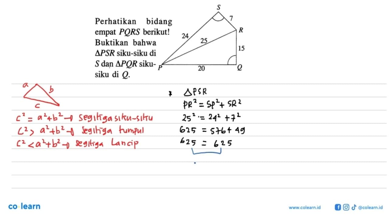 Perhatikan bidang empat PQRS berikut! Buktikan bahwa