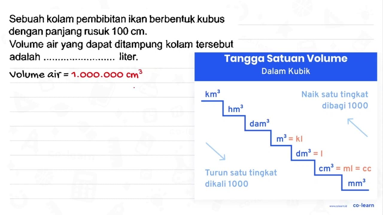 Sebuah kolam pembibitan ikan berbentuk kubus dengan panjang