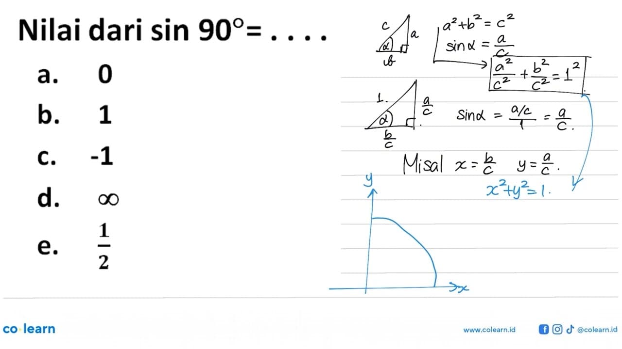 Nilai dari sin 90=...