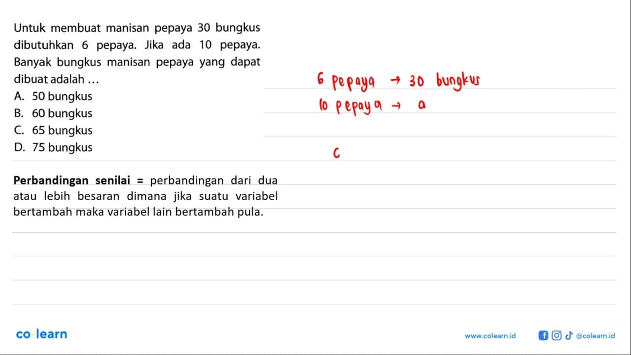 Untuk membuat manisan pepaya 30 bungkus dibutuhkan 6