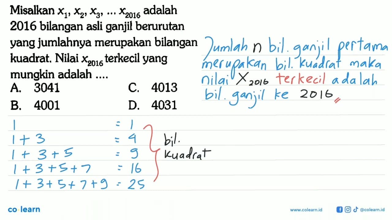 Misalkan x1, x2, x3, ... x2016 adalah 2016 bilangan asli