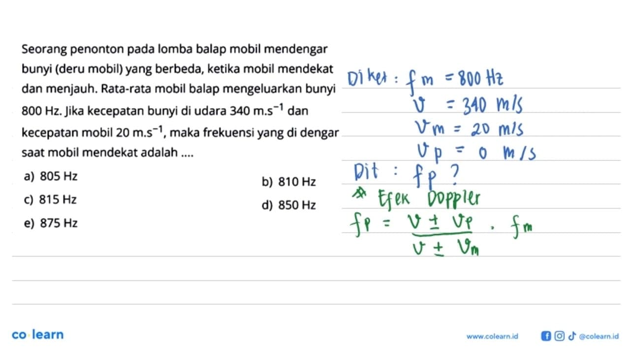 Seorang penonton pada lomba balap mobil mendengar bunyi