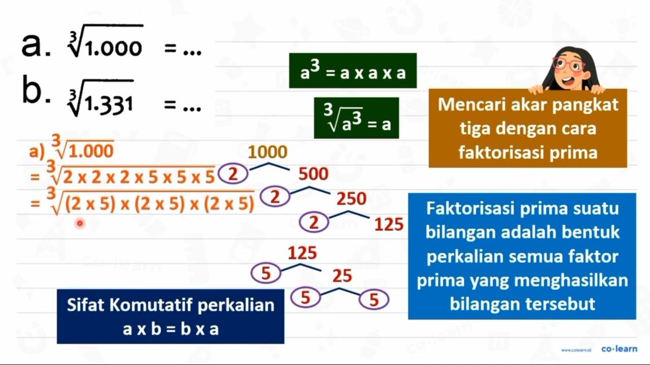 a. akar pangkat 3 dari (1.000)=... b. akar pangkat 3 dari