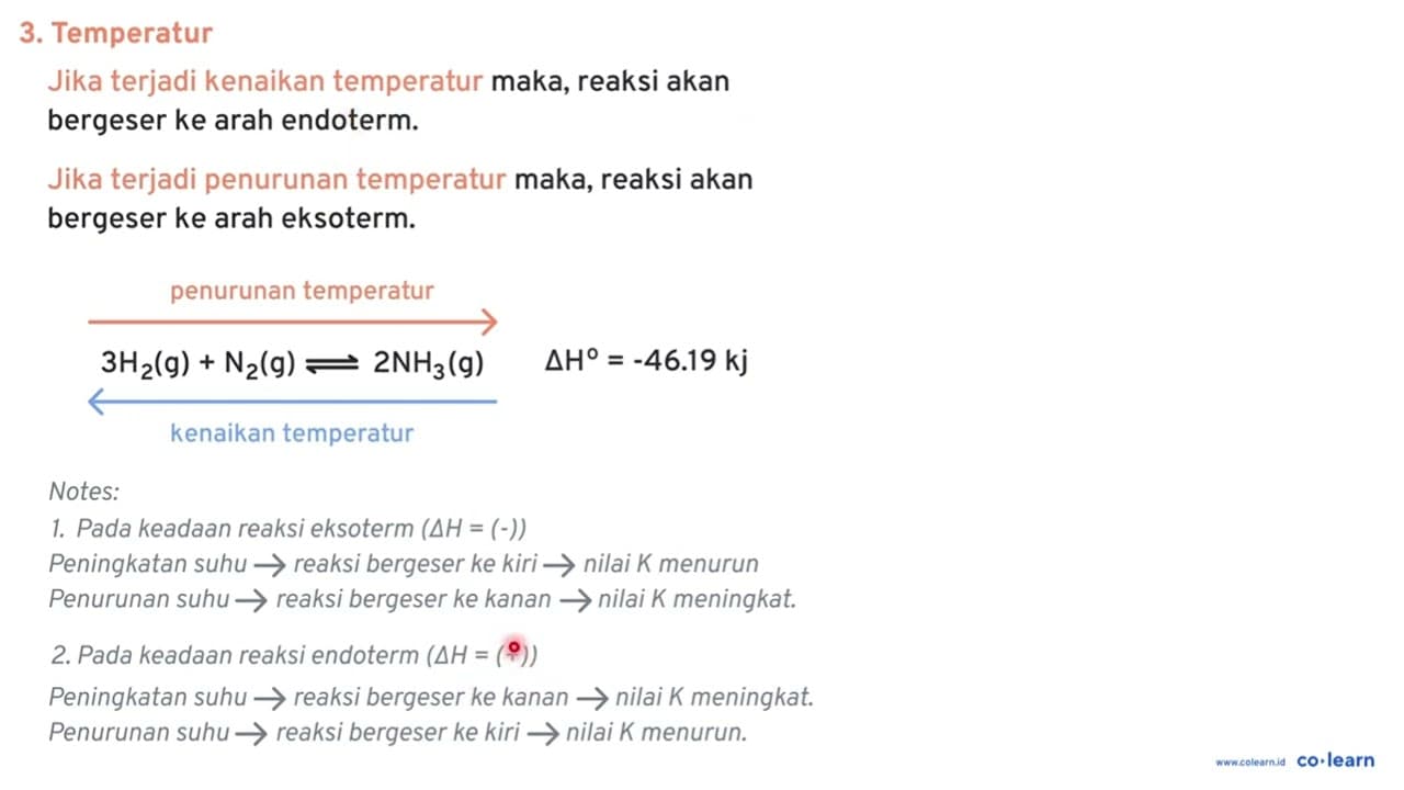 A (g) + B (g) <=> 2 C (g) delta H = -a kJ Jika pada volume