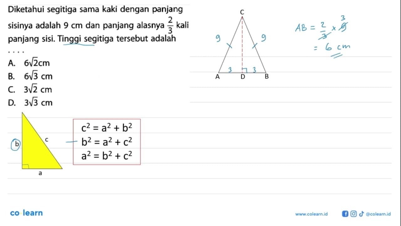 Diketahui segitiga sama kaki dengan panjang sisinya adalah