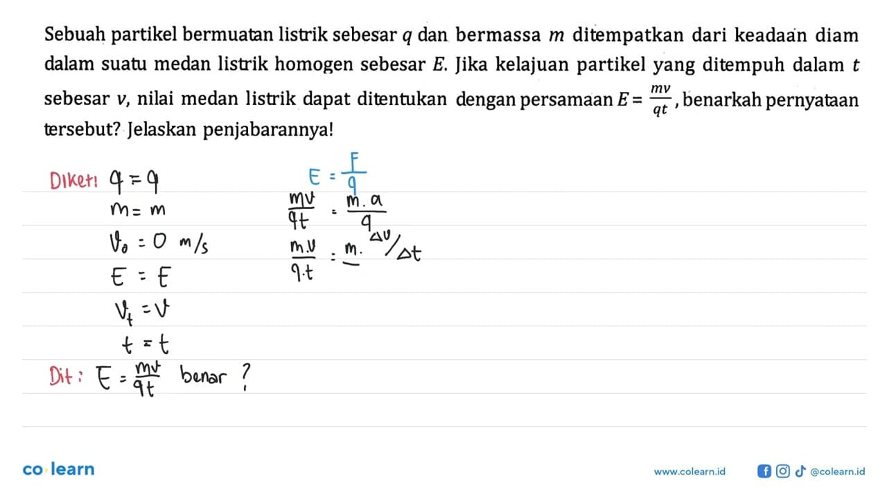 Sebuah partikel bermuatan listrik sebesar q dan bermassa m