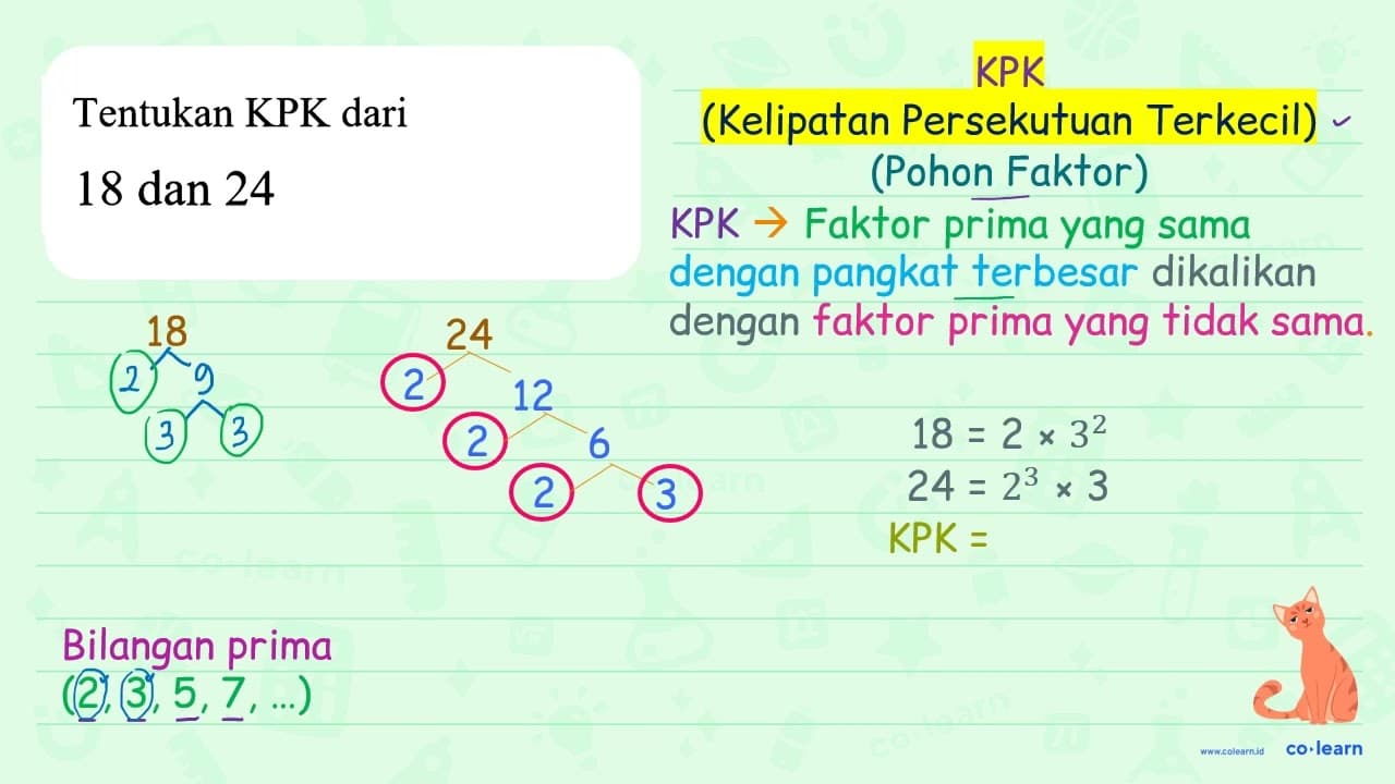 Tentukan KPK dari 18 dan 24