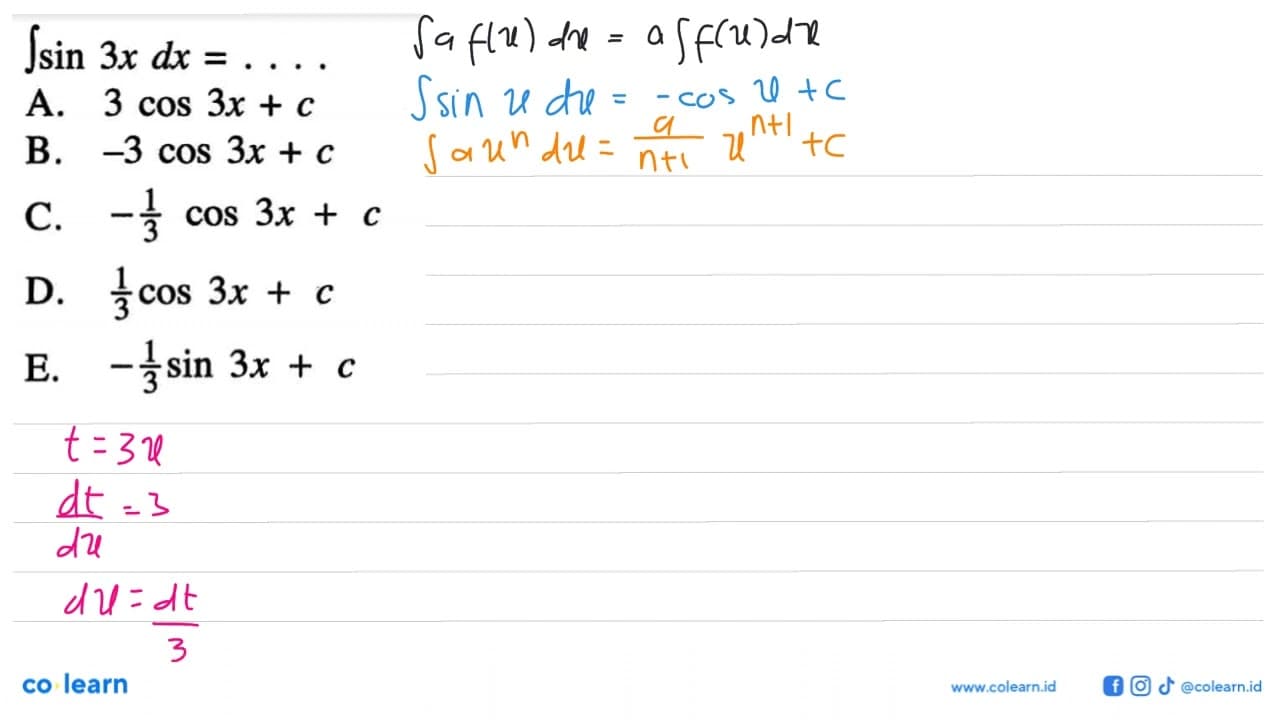 integral sin 3x dx=...