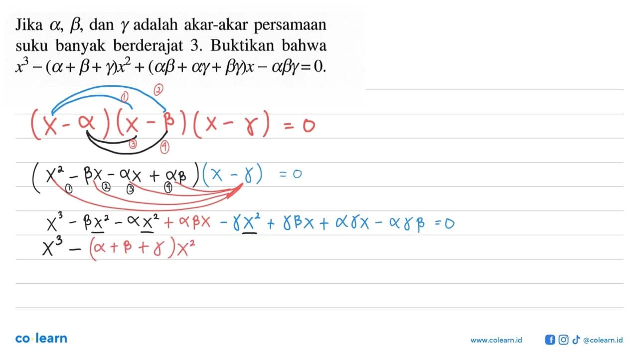 Jika alpha, beta, gamma adalah akar-akar persamaan suku