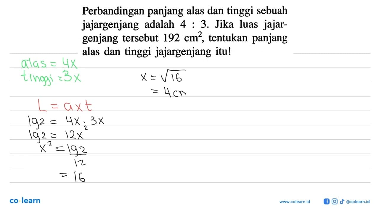 Perbandingan panjang alas dan tinggi sebuah jajargenjang