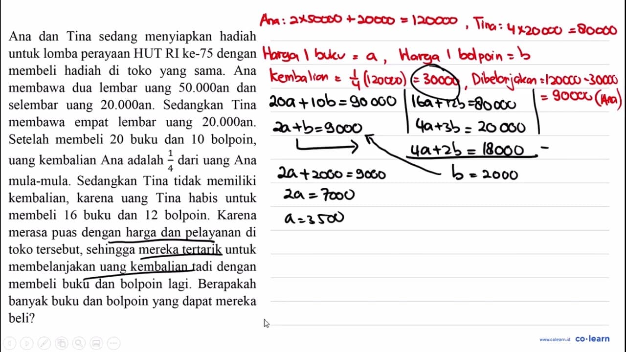 Ana dan Tina sedang menyiapkan hadiah untuk lomba perayaan