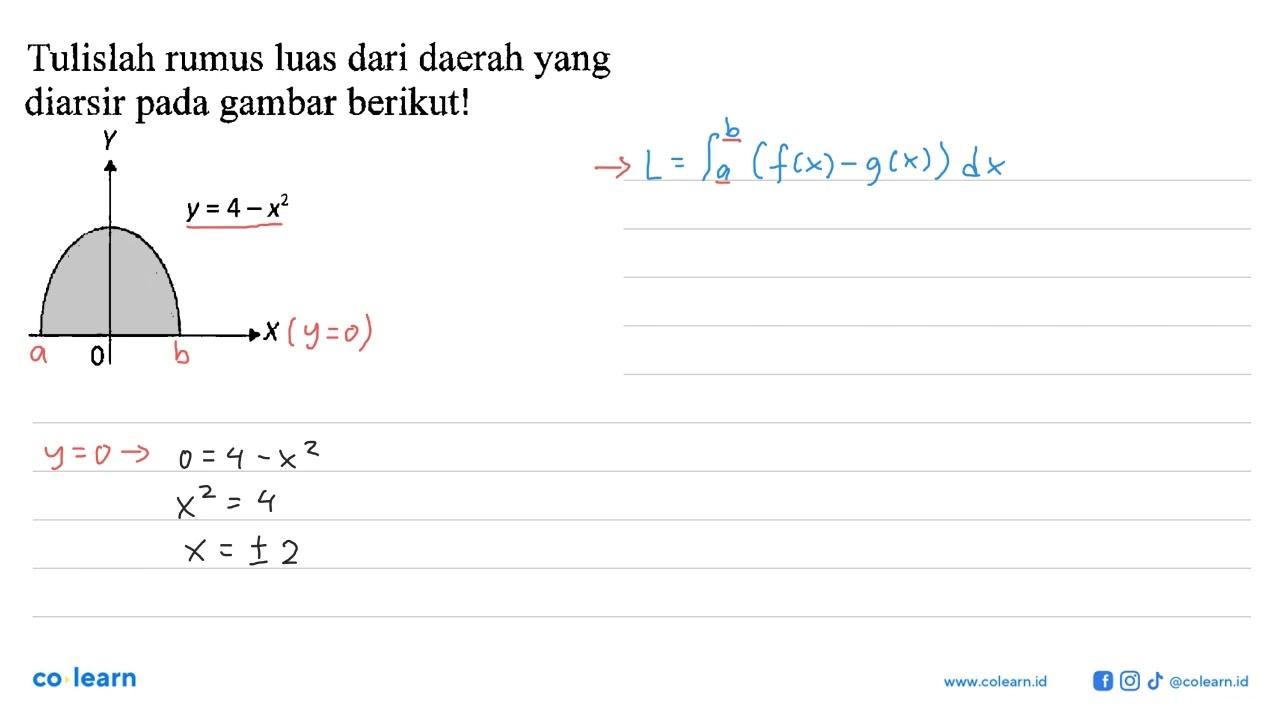 Tulislah rumus luas dari daerah yang diarsir pada gambar