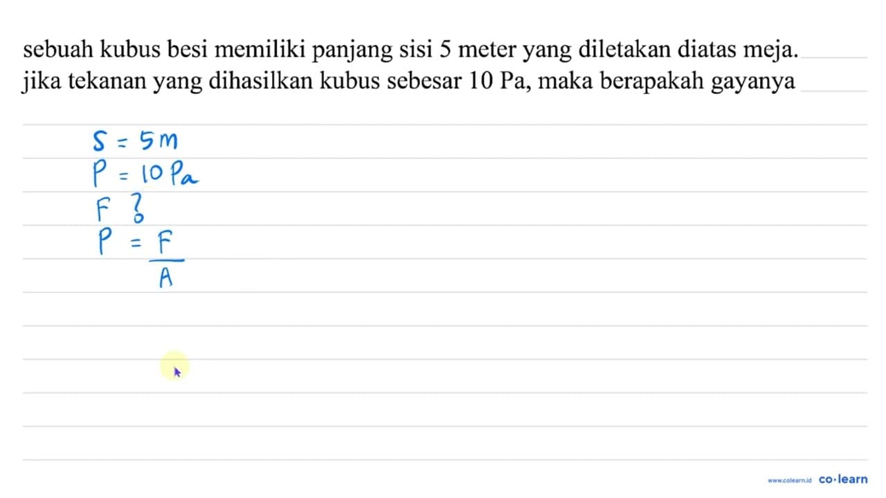 sebuah kubus besi memiliki panjang sisi 5 meter yang