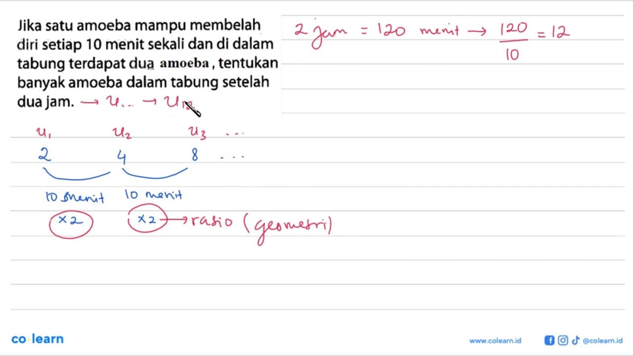 Jika satu amoeba mampu membelah diri setiap 10 menit sekali