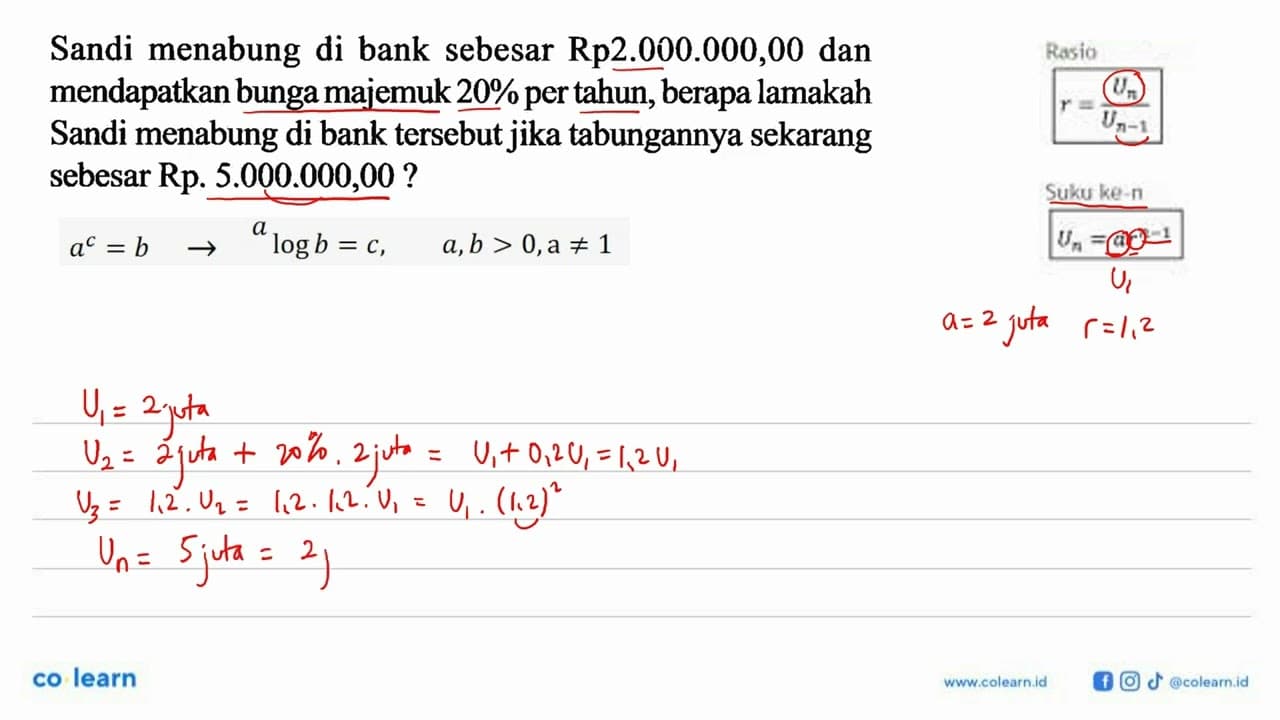 Sandi menabung di bank sebesar Rp2.000.000,00 dan