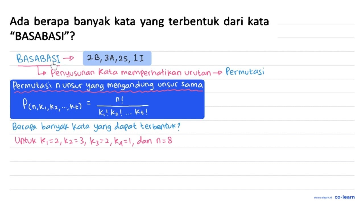 Ada berapa banyak kata yang terbentuk dari kata "BASABASI"?