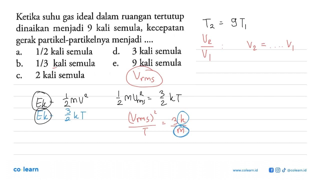 Ketika suhu gas ideal dalam ruangan tertutup dinaikan