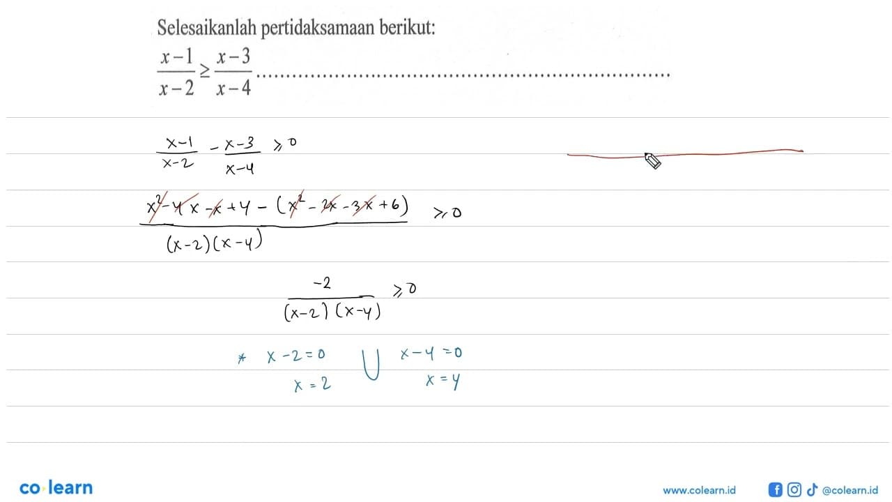 Selesaikanlah pertidaksamaan berikut: