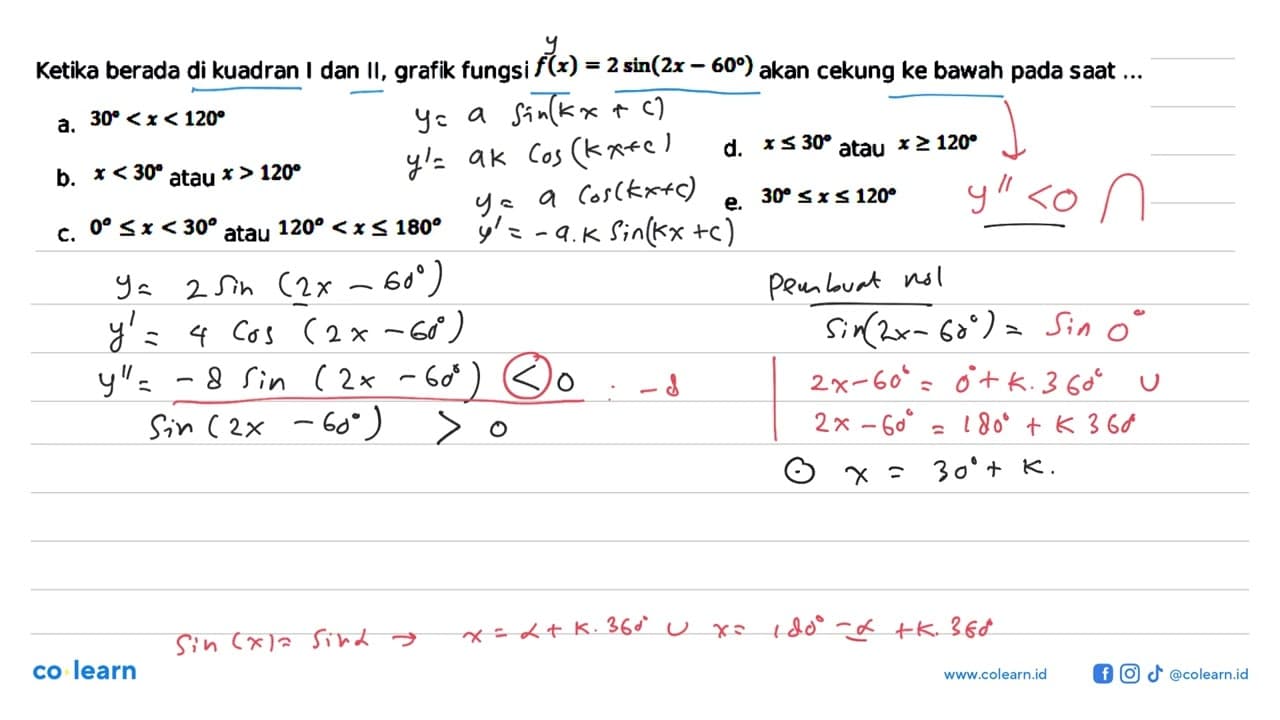 Ketika berada di kuadran I dan II , grafik fungsi f(x) = 2