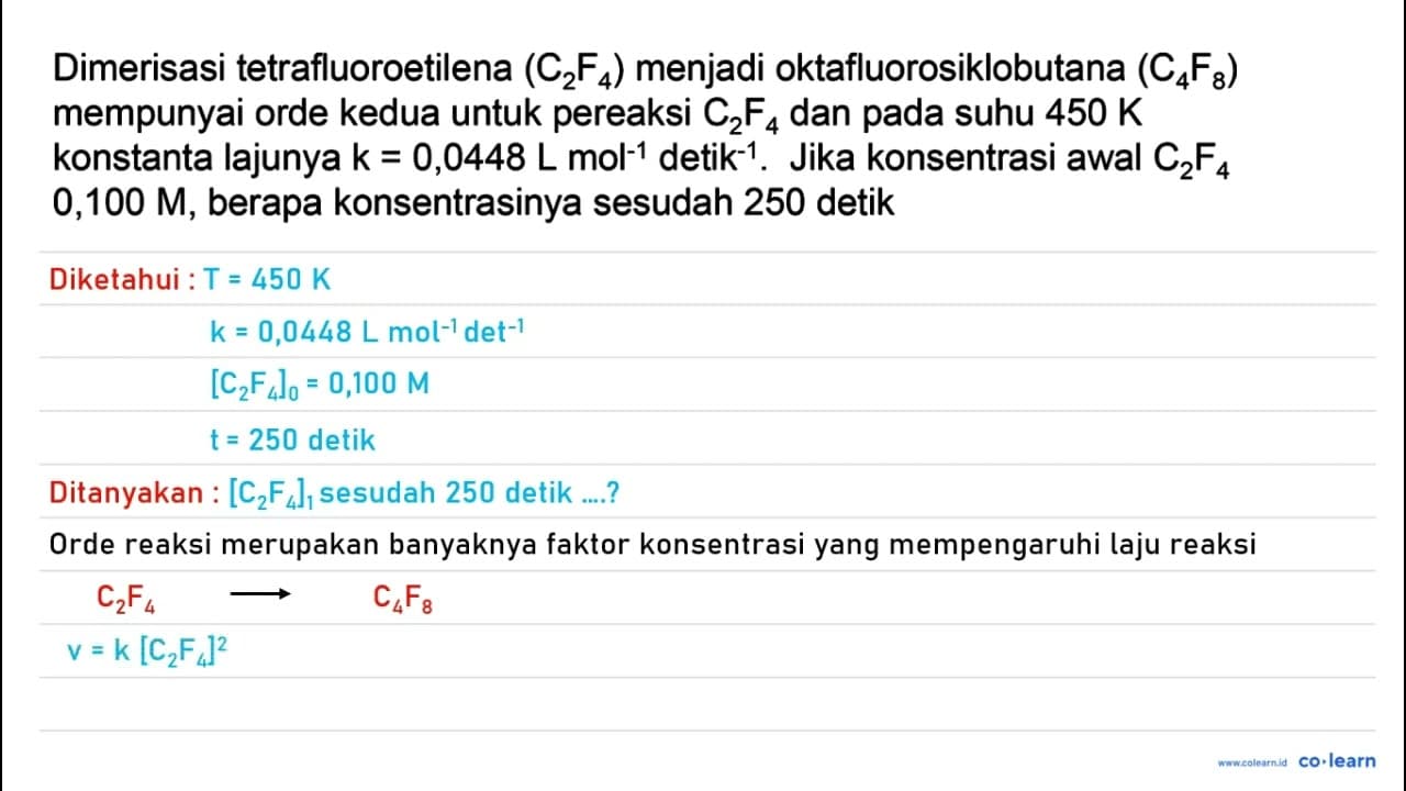 Dimerisasi tetrafluoroetilena (C2F4) menjadi