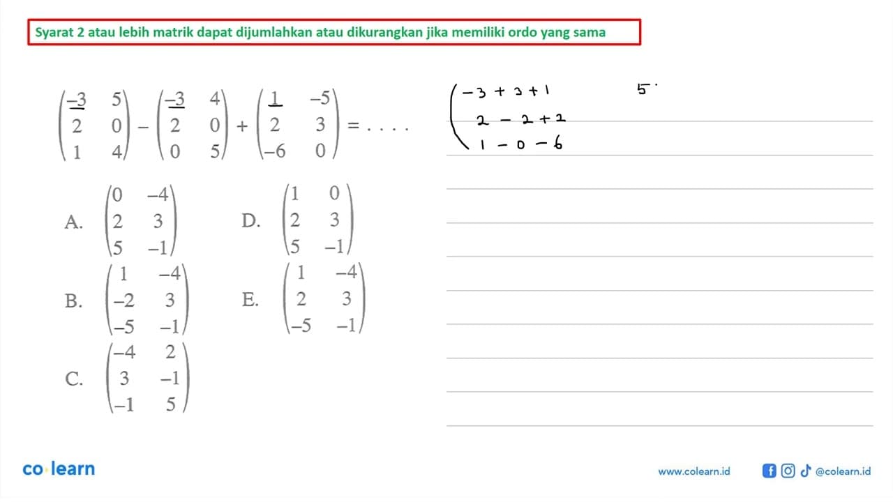 (-3 5 2 0 1 4)-(-3 4 2 0 0 5)+(1 -5 2 3 -6 0)=....