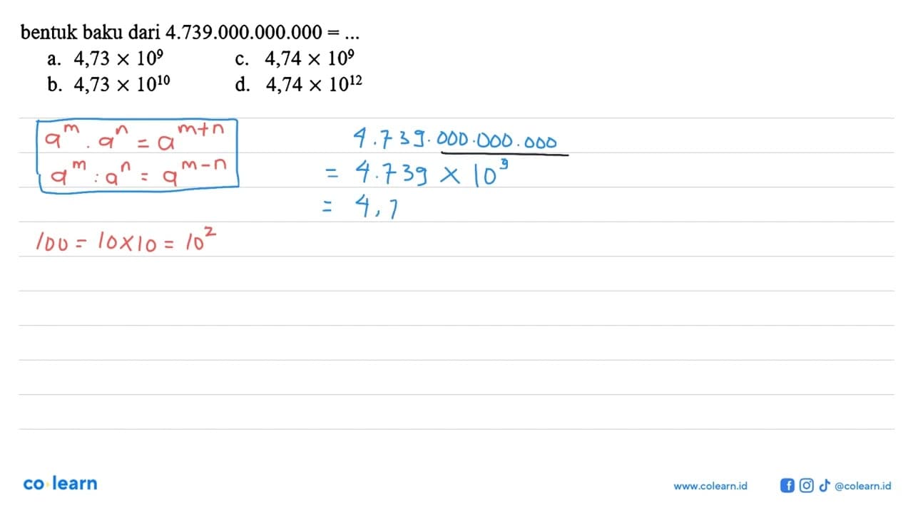 bentuk baku dari 4.739.000.000.000 = ...