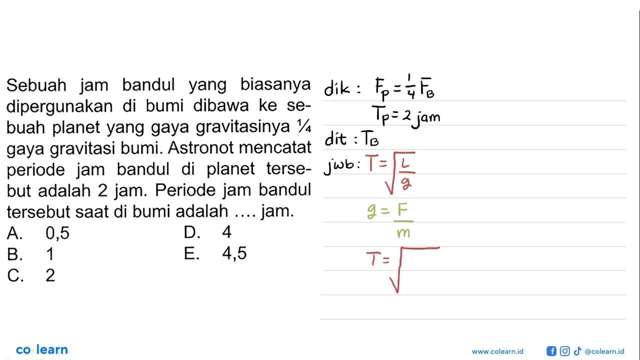 Sebuah jam bandul yang biasanya dipergunakan di bumi dibawa