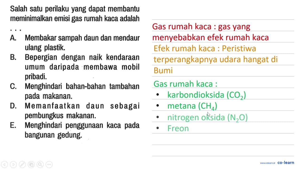 Salah satu perilaku yang dapat membantu meminimalkan emisi