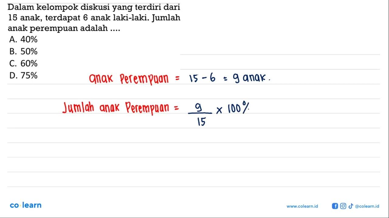 Dalam kelompok diskusi yang terdiri dari 18 anak, terdapat