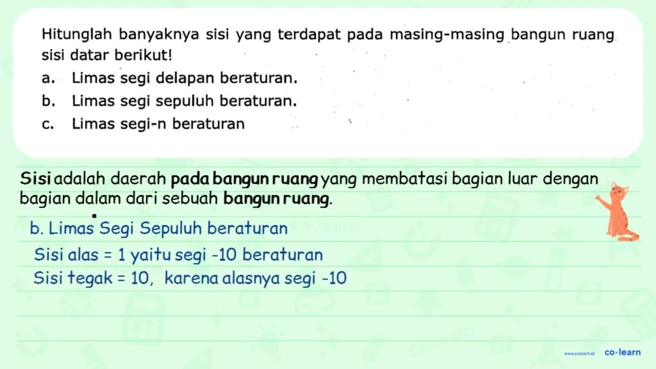 Hitunglah banyaknya sisi yang terdapat pada masing-masing