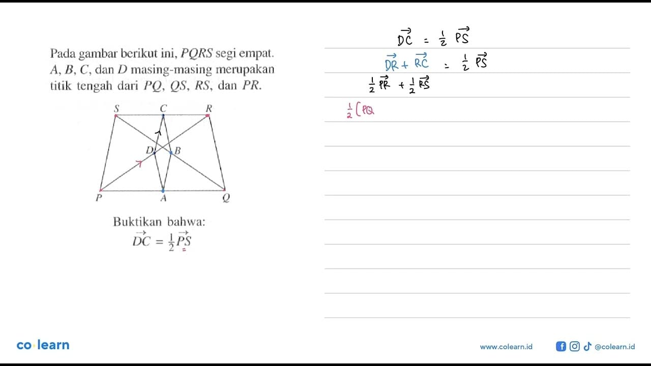 Pada gambar berikut ini, PQRS segi empat. A, B, C , dan D