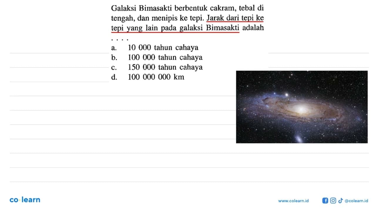 Galaksi Bimasakti berbentuk cakram, tebal di tengah, dan