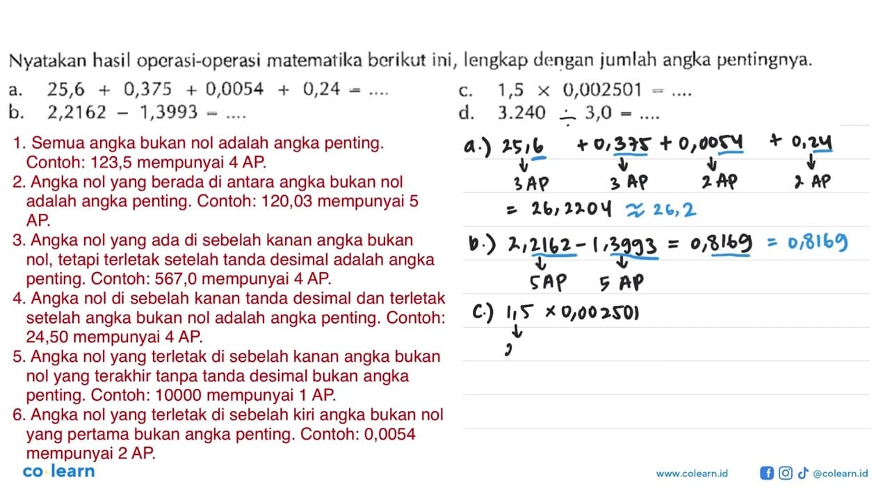 Nyatakan hasil operasi-operasi matematika berikut ini,