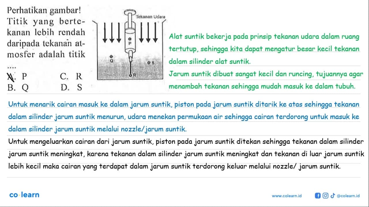 Perhatikan gambar! Tekanan Udara P Q Titik yang bertekanan