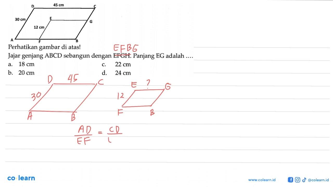 A B C D E F G 30 cm 45 cm 12 cmPerhatikan gambar di