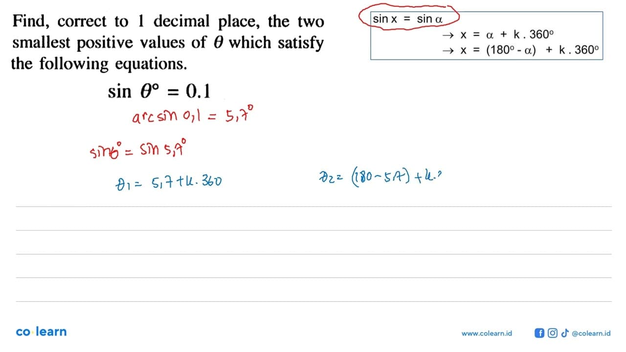 Find, correct to 1 decimal place, the two smallest positive