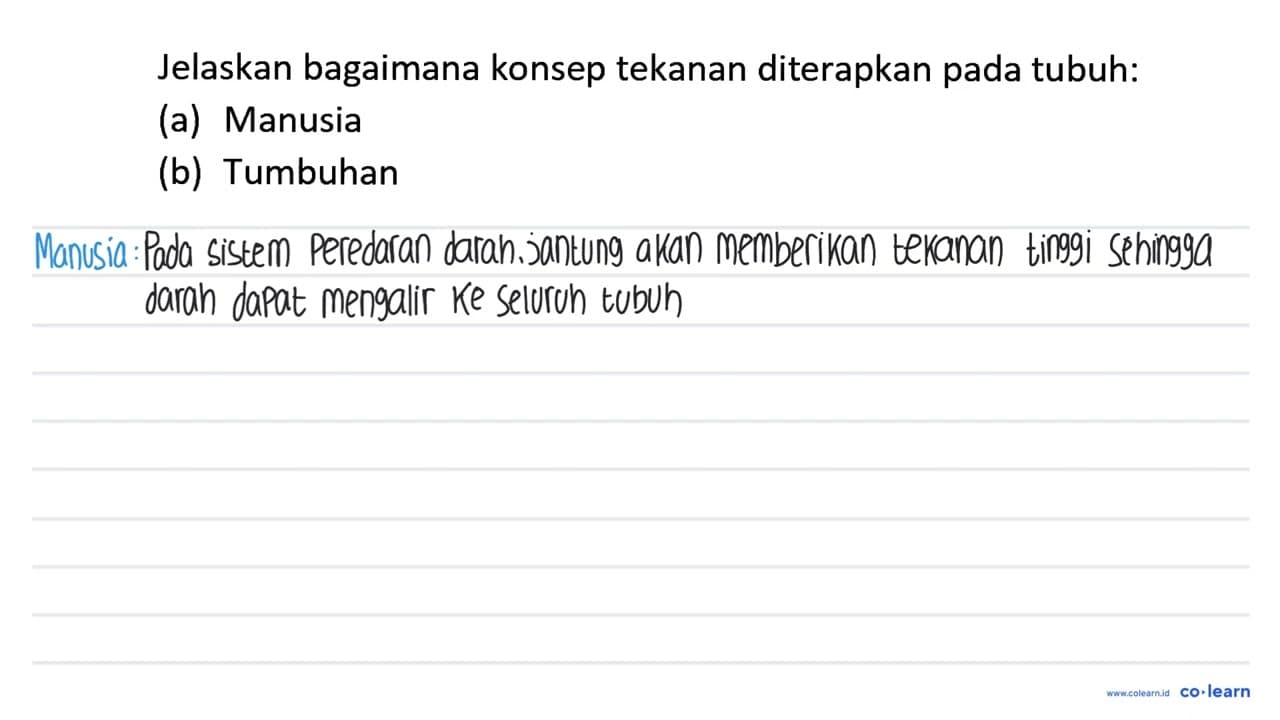 Jelaskan bagaimana konsep tekanan diterapkan pada tubuh: