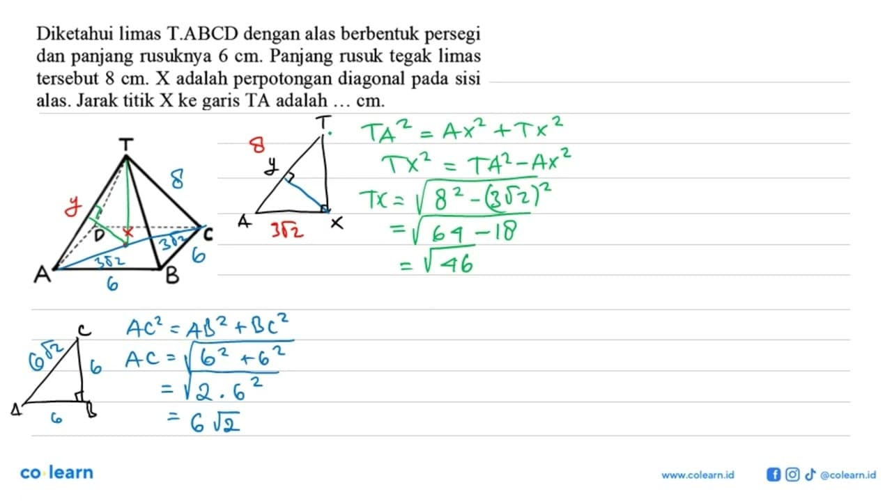 Diketahui limas T.ABCD dengan alas berbentuk persegi dan