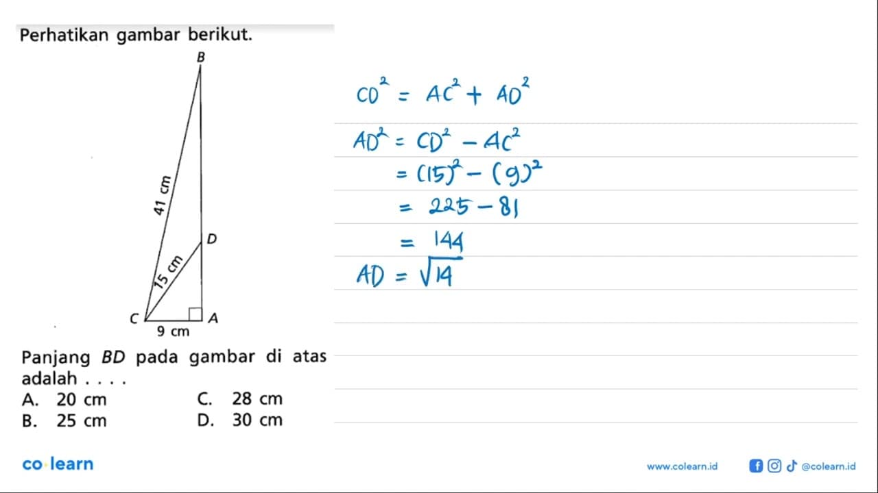 Perhatikan gambar berikut.B 41 cm D 15 cm C 9 cm A Panjang