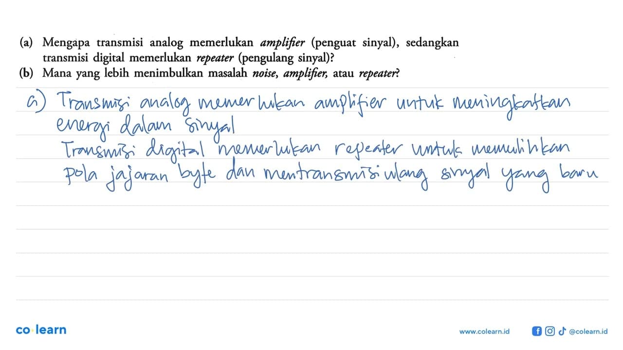 (a) Mengapa transmisi analog memerlukan amplifier (penguat