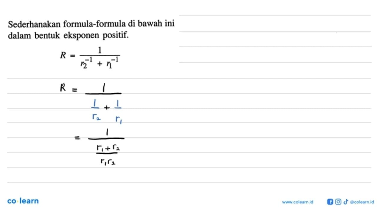 Sederhanakan formula-formula di bawah ini dalam bentuk