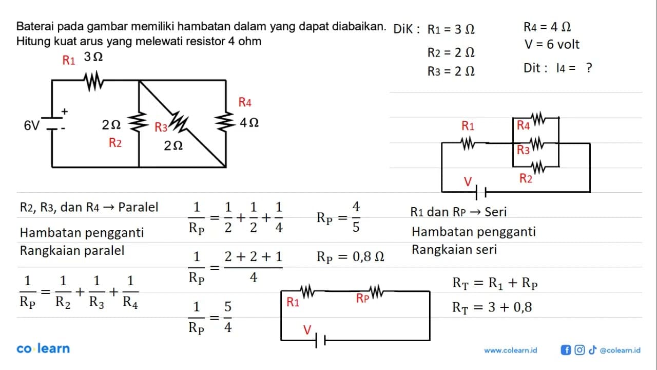 Baterai pada gambar memiliki hambatan dalam yang dapat