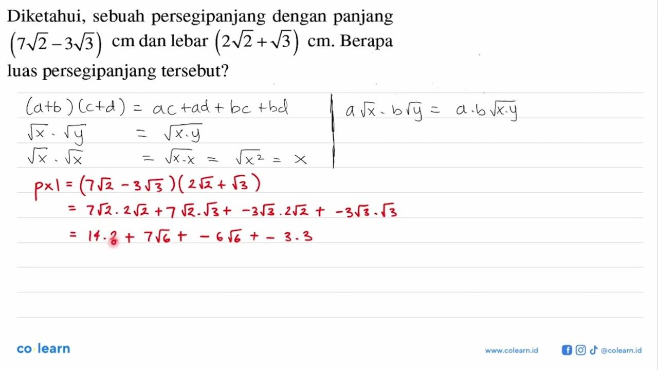 Diketahui, sebuah persegipanjang dengan panjang